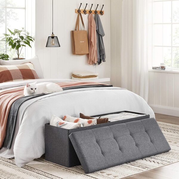 Taburet s prostorom za shranjevanje OTTOMAN 110x38 cm, temno siva