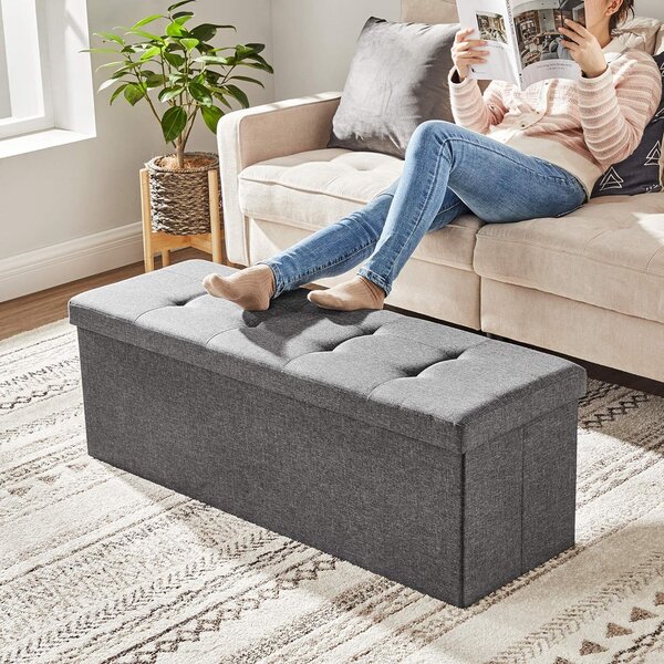 Taburet s prostorom za shranjevanje OTTOMAN 110x38 cm, temno siva