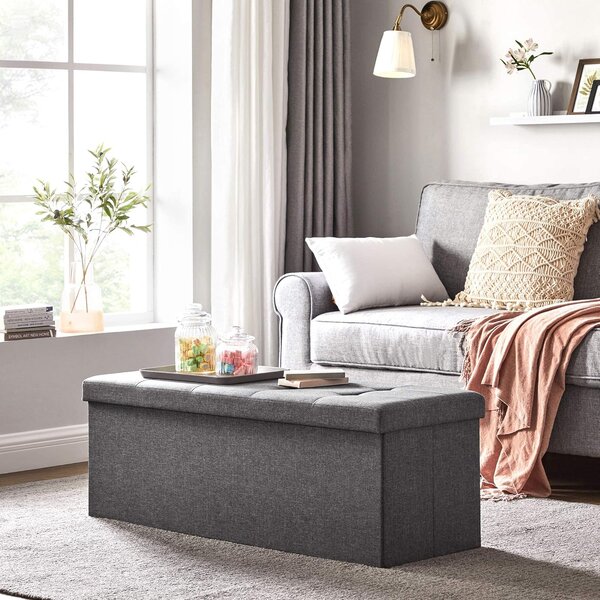 Taburet s prostorom za shranjevanje OTTOMAN 110x38 cm, temno siva
