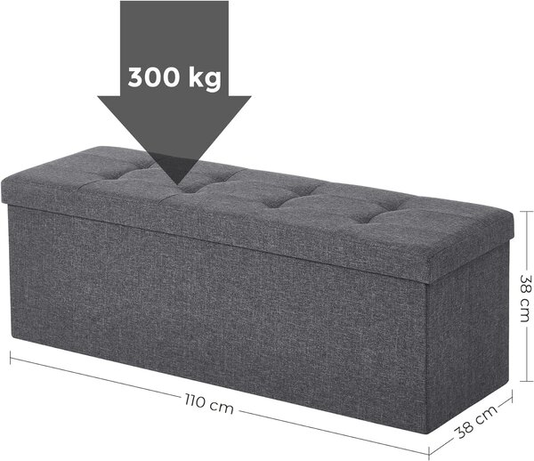 Taburet s prostorom za shranjevanje OTTOMAN 110x38 cm, temno siva