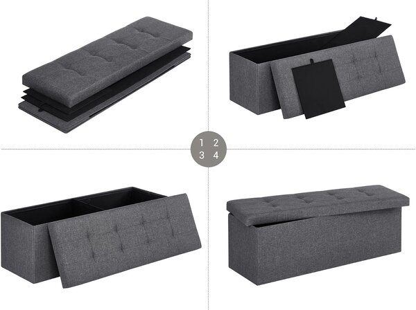 Taburet s prostorom za shranjevanje OTTOMAN 110x38 cm, temno siva