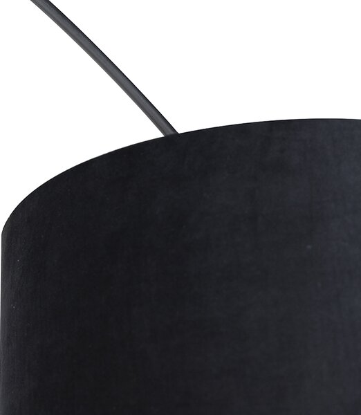 Ločna svetilka črna žametna senčnica črna z zlatom 50 cm - XXL