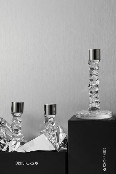 Orrefors Dekorativen svečnik Orrefors Carat 24,2 cm 2-pack