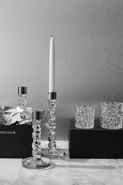 Orrefors Dekorativen svečnik Orrefors Carat 24,2 cm 2-pack