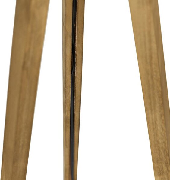 Rustikalna talna svetilka s trojno nogo vintage les z belim lanenim odtenkom 45 cm - Tripod Classic