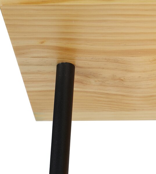 Industrijska stropna svetilka črna z lesom 3-luč - Shelf