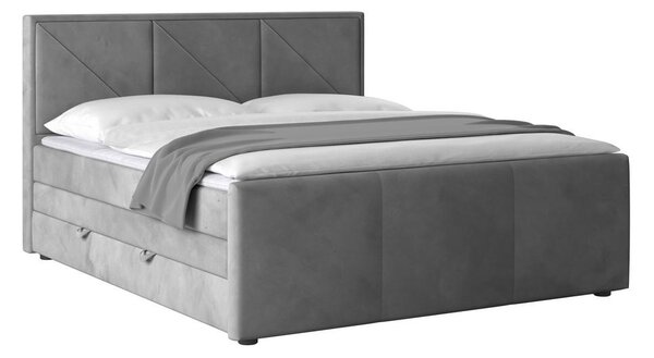 BOXSPRING POSTELJA 180 cm x 200 cm , leseni material svetlo siva