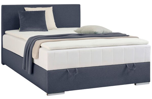 POSTELJA Z VZMETNICO 120 cm x 200 cm , tekstil temno modra