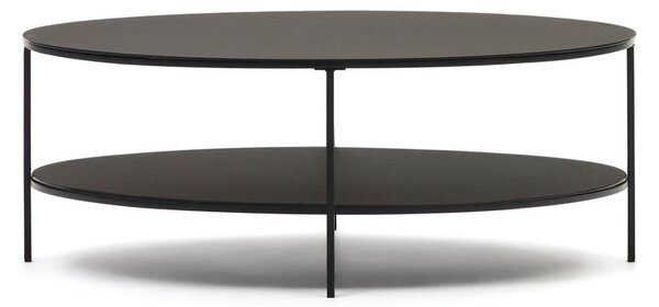 Črna mizica s stekleno mizno ploščo 65x110 cm Fideia – Kave Home
