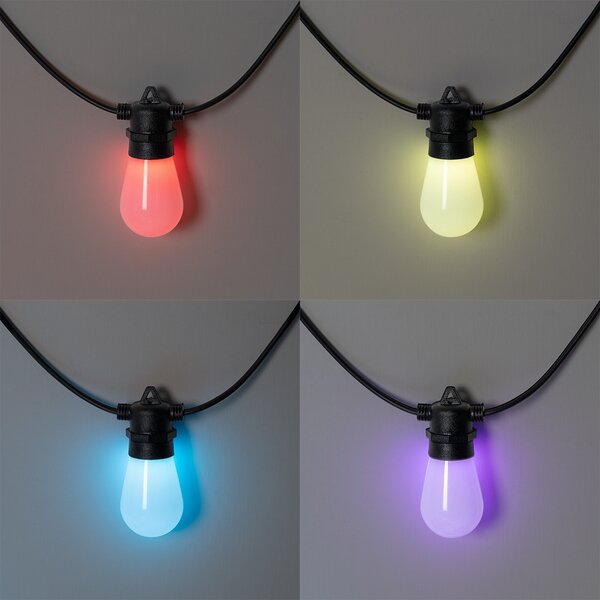 Pametna LED svetlobna vrvica 15 metrov 15 luči opal RGBW IP44 - Chill