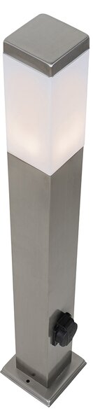 Zunanja svetilka jeklo 80 cm z vtičnico IP44 - Malios