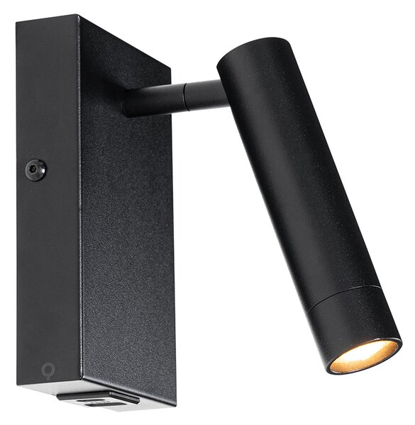 Moderna stenska svetilka črna z nastavljivo USB - Croft