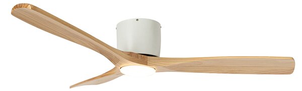 Stropni ventilator bel z lesom 131,5 cm vklj. LED zatemnitev z daljinskim upravljalnikom - Jerri