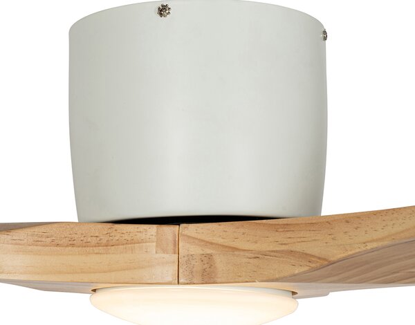 Stropni ventilator bel z lesom 131,5 cm vklj. LED zatemnitev z daljinskim upravljalnikom - Jerri