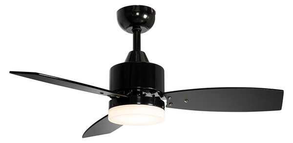 Zunanji stropni ventilator črn 91,3 cm vklj. LED zatemnitev z daljinskim upravljalnikom IP44 - Toledo