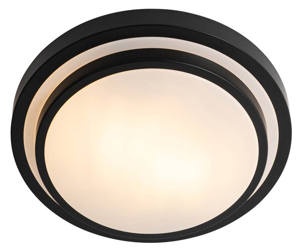 Sodobna stropna svetilka črna z belo 35 cm IP44 - Walden