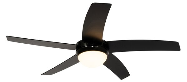 Pametni stropni ventilator črn z lesnim potiskom 132 cm vklj. LED možnost zatemnitve z daljinskim upravljalnikom - Cool