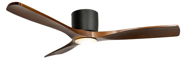 Stropni ventilator črn z lesom 131,5 cm vklj. LED zatemnitev z daljinskim upravljalnikom - Jerri