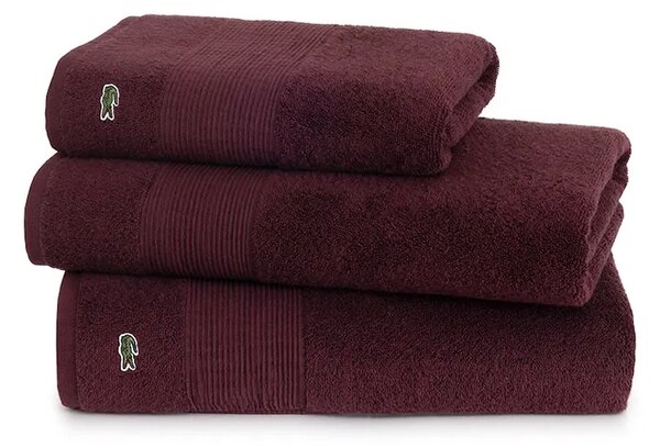 Lacoste Srednje velika bombažna brisača Lacoste L LECROCO Bordeaux 100 x 150 cm