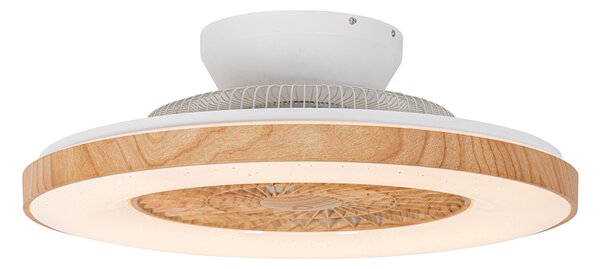 Stropni ventilator z lesnim potiskom z učinkom zvezd 60 cm vklj. LED zatemnitev z daljinskim upravljalnikom - Climo
