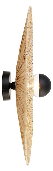 Rustikalna stenska svetilka črna z vrvjo 60 cm - Leia