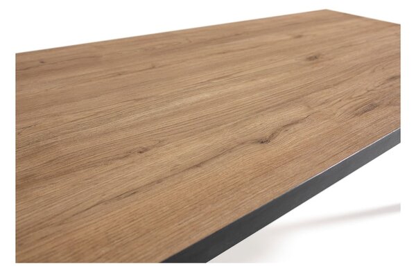 Črna/naravna mizica z mizno ploščo v hrastovem dekorju 60x120 cm Sindi – Marckeric