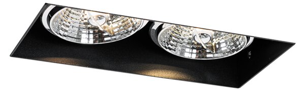 Komplet 6 vgradnih reflektorjev črnih GU10 70 mm 2-lučni brez okvirja - Oneon