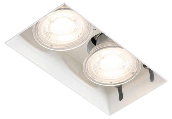 Komplet 6 vgradnih reflektorjev belih GU10 50 mm 2-lučni brez okvirja - Oneon