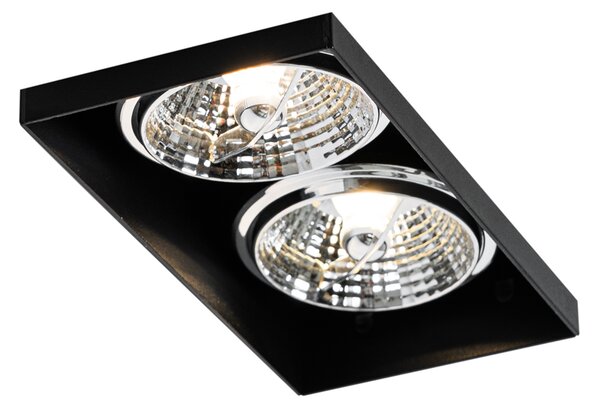 Komplet 6 vgradnih reflektorjev črnih GU10 70 mm 2-lučni brez okvirja - Oneon
