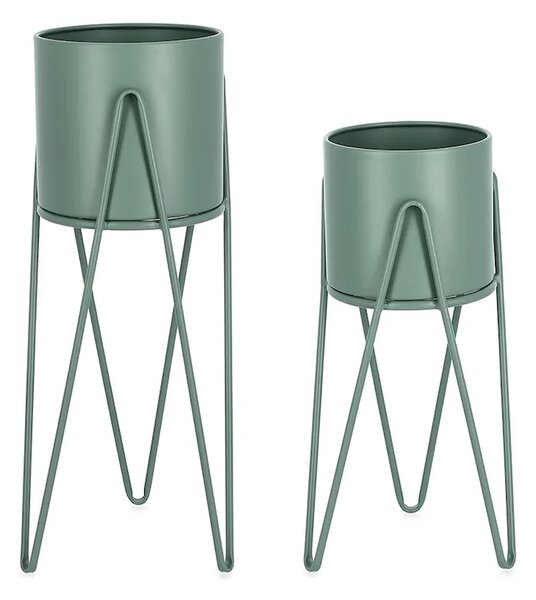Bizzotto Komplet cvetličnih lončkov s stojalom Bizzotto Madelyn 23,5 × 53/57 / 21,5 × 42/46 cm 2-pack