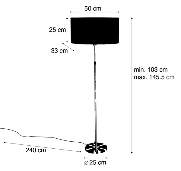 Stoječa svetilka bronasta z ovalnim žametnim odtenkom, dizajn listov 50 cm - Parte