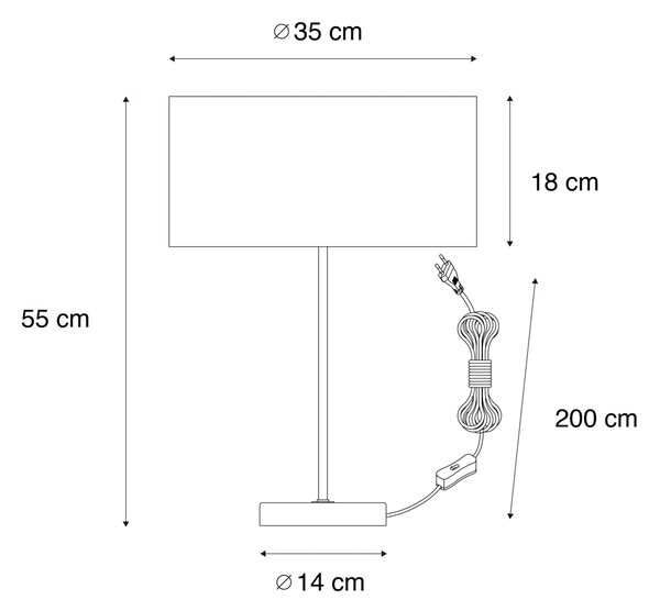 Namizna svetilka medenina z ovalnim žametnim odtenkom zelena 35 cm - Simplo