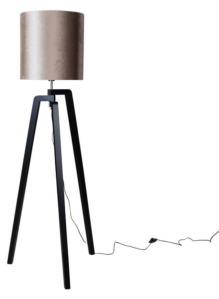 Stoječa svetilka črna z taupe žametnim odtenkom 50 cm - Puros