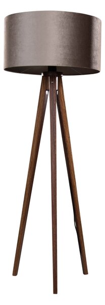 Stoječa svetilka na treh nogah, orehov les z taupe žametnim odtenkom 50 cm - Tripod Classic