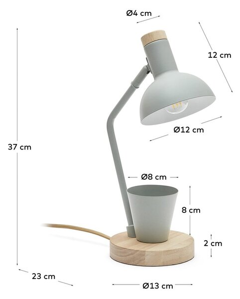 Mentolno zelena namizna svetilka s kovinskim senčnikom (višina 37 cm) Katia – Kave Home