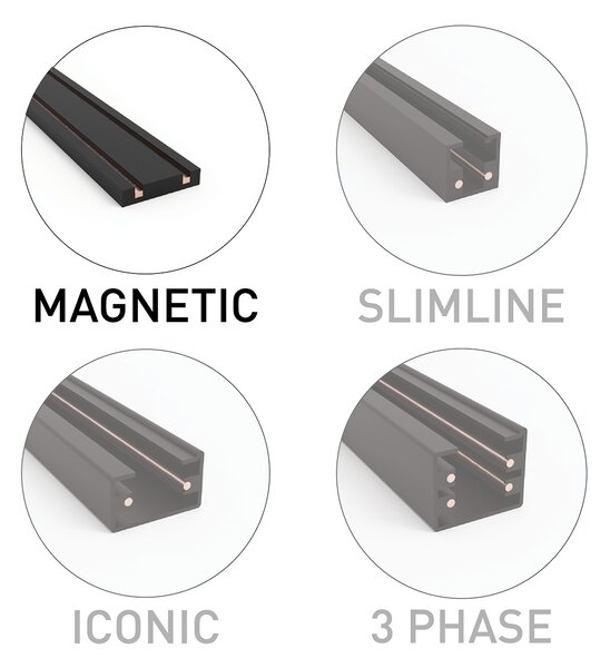 Moderni črni tirni reflektor 1-fazni 10W 3000K - Magnetic Marra