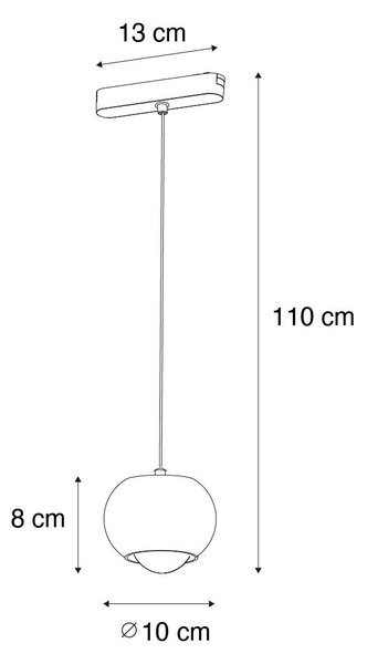 Moderna črna viseča svetilka za enofazni tirni sistem, vključno z LED - Magnetic Lance