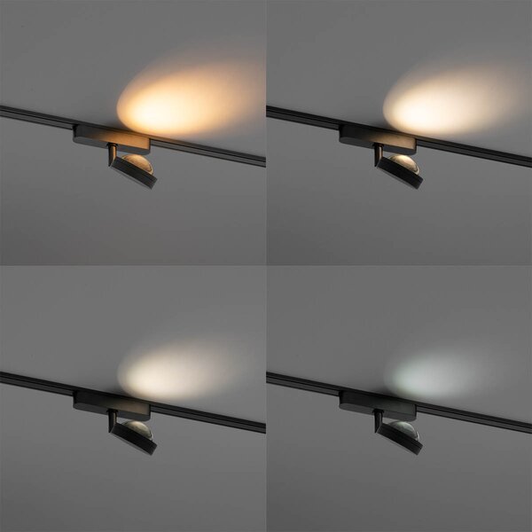 Moderni črni reflektor za enofazni tirni sistem, vključno z LED, vrtljivi in nagibni - Magnetic Lance