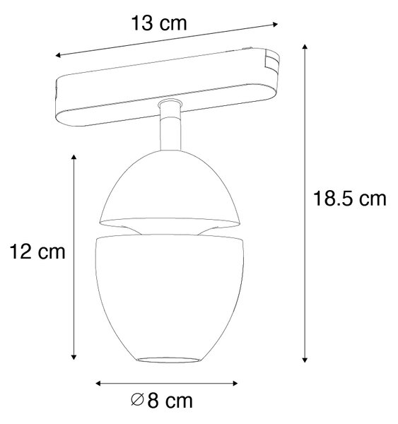 Moderni črni reflektor za enofazni tirni sistem vključno z LED - Magnetic Eggy
