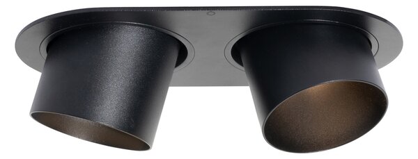 Komplet 6 vgradnih reflektorjev črne barve GU10 70 mm, nagibni, 2-lučni - Installa