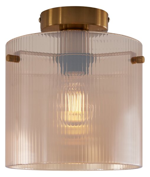 Art Deco stropna svetilka medenina z jantarjem - Laura