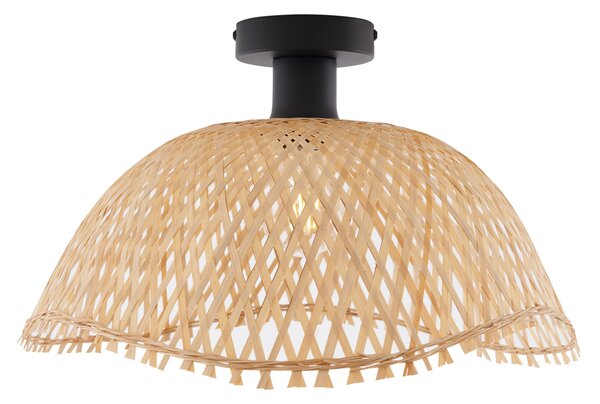 Art Deco stropna svetilka črna z naravnim bambusom 40 cm - Alka
