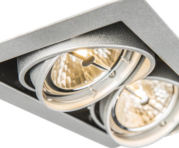 Komplet 6 vgradnih reflektorjev jeklo AR111 nastavljivih 2-luči - Oneon