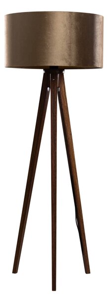 Stoječa svetilka na treh nogah, orehov les z bronastim žametnim odtenkom 50 cm - Tripod Classic