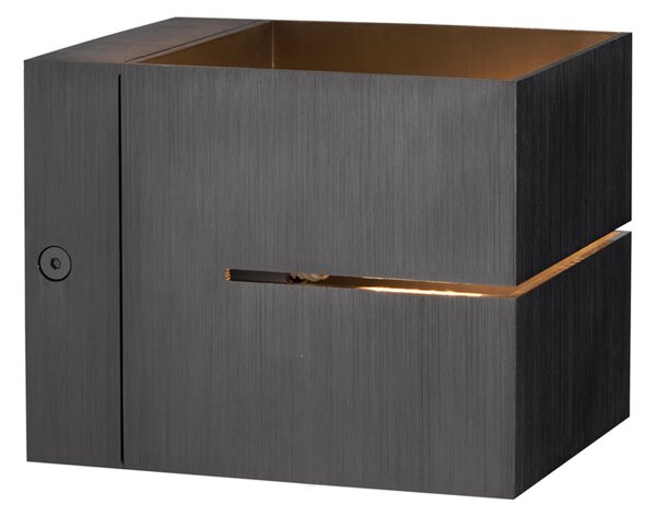 Moderna stenska svetilka gunmetal z učinkom svetlobe - Transfer Groove