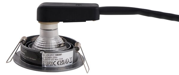 Komplet 6 modernih vgradnih reflektorjev Gunmetal GU10 50 mm okrogli, nastavljivi - Chuck