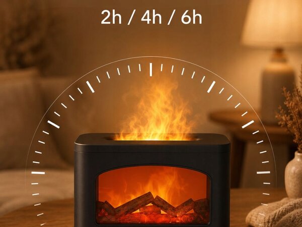 Difuzor dekorativni LED kamin 240ml vlažilec zraka USB časovnik