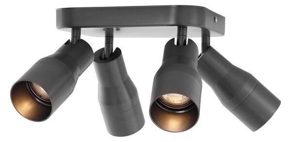 Stropni reflektor Stanley kvadratni GU10 50 mm 4-lučni - kovinsko siva