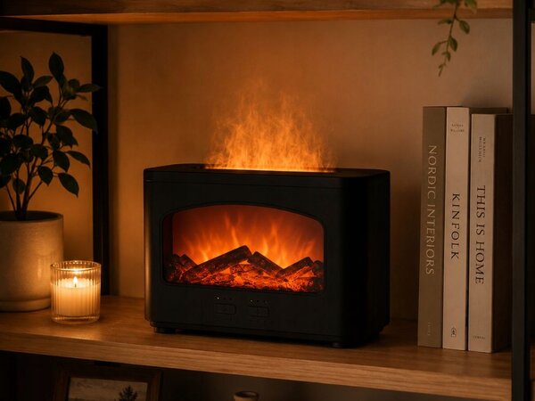 Difuzor dekorativni LED kamin 240ml vlažilec zraka USB časovnik