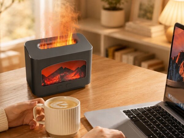 Difuzor dekorativni LED kamin 240ml vlažilec zraka USB časovnik